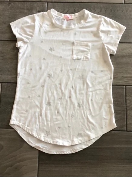 Girls' White Short Sleeve Star Pocket Tee